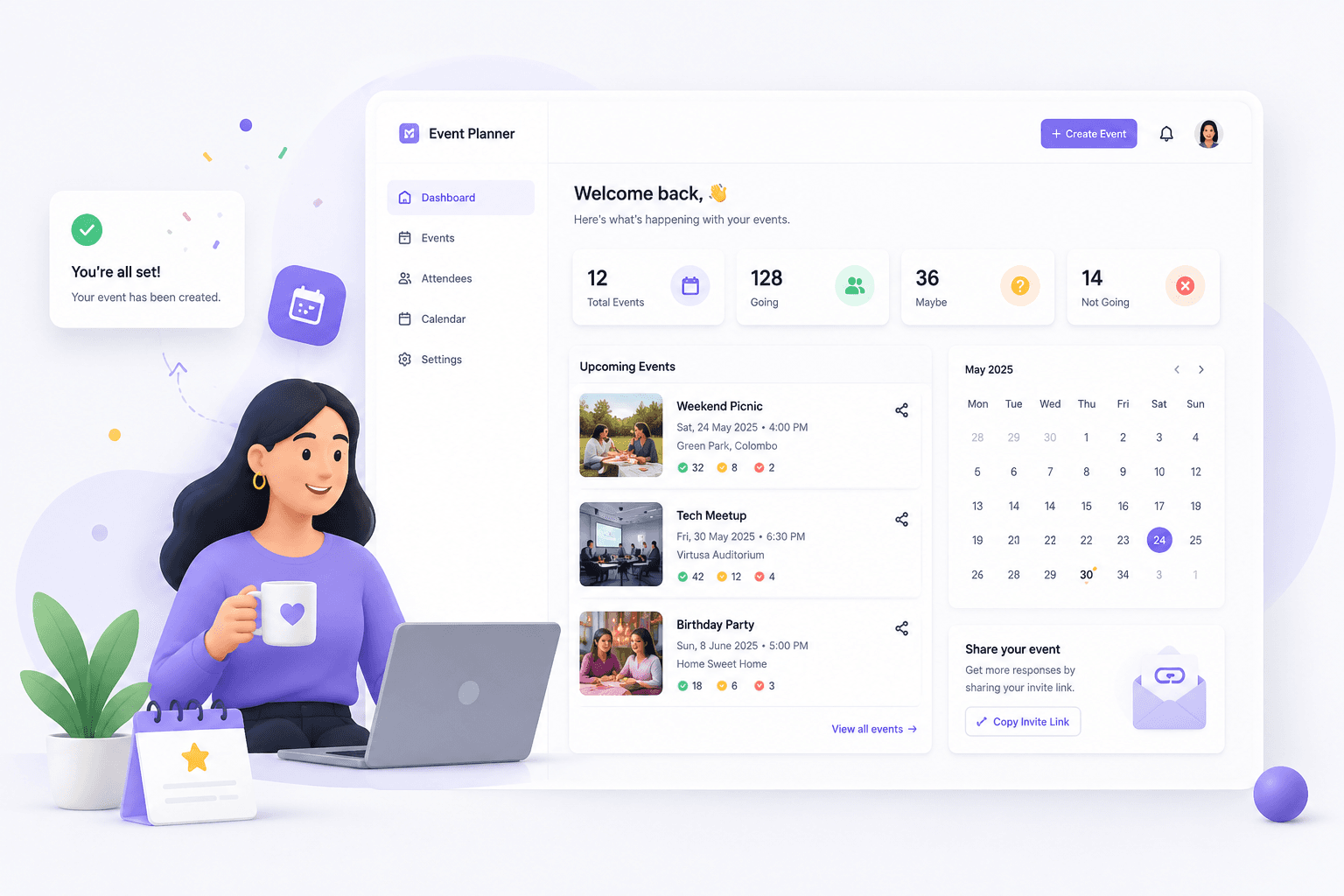 Event Planner dashboard